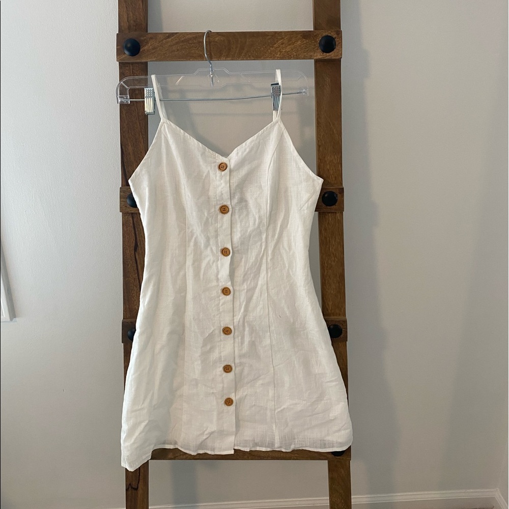 New White cross back button down dress size small